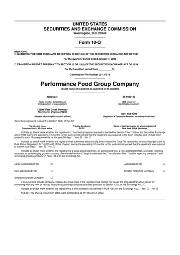 Vorschaubild Performance Food Group 10-Q Quartalsbericht 2022 