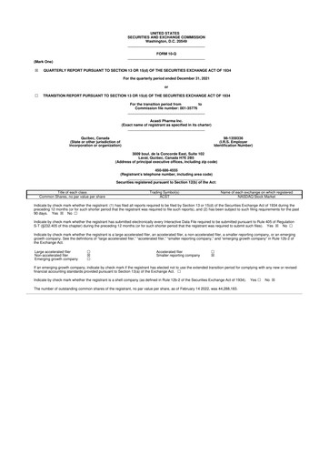 Vorschaubild Grace Therapeutics 10-Q Quartalsbericht 2021 