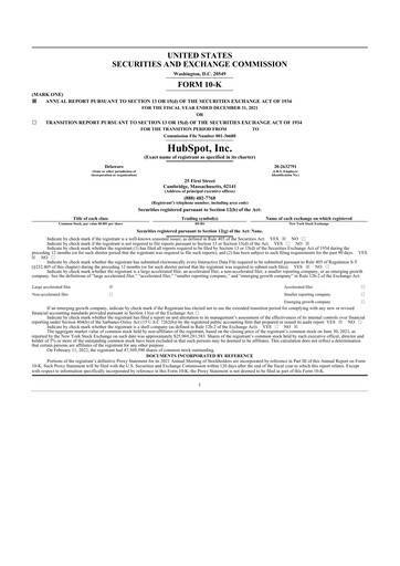 Thumbnail HubSpot 10-K Annual Report 2021