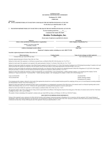 Thumbnail Resideo Technologies
 10-K Annual Report 2021