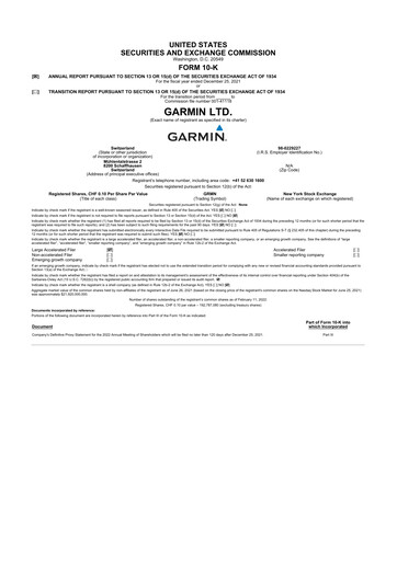 Thumbnail Garmin 10-K Annual Report 2021