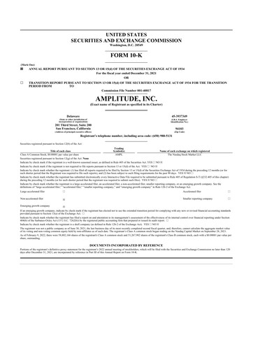 Thumbnail Amplitude 10-K Annual Report 2021