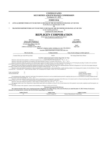 Thumbnail Repligen
 10-K Annual Report 2021