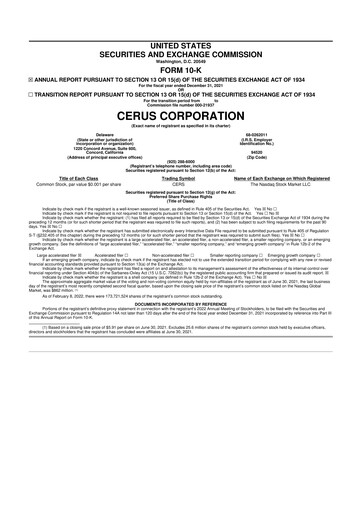 Thumbnail Cerus Corporation 10-K Annual Report 2021