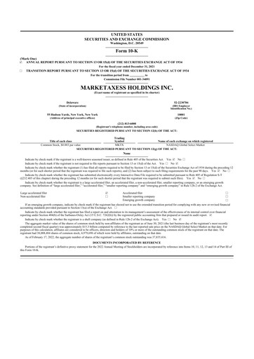 Thumbnail MarketAxess
 10-K Annual Report 2021