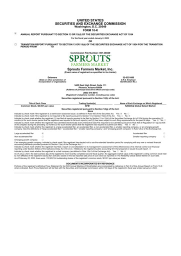 Thumbnail Sprouts Farmers Market 10-K Annual Report 2021