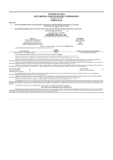 Vorschaubild BridgeBio Pharma
 10-K Jahresbericht 2021