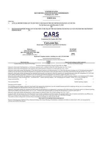 Thumbnail Cars.com 10-K Annual Report 2021