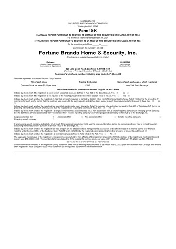 Thumbnail Fortune Brands Innovations 10-K Annual Report 2021