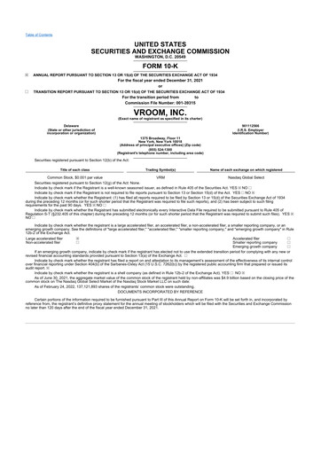 Thumbnail Vroom 10-K Annual Report 2021