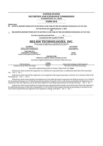 Thumbnail Helios Technologies 10-K Annual Report 2021