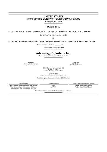 Thumbnail Advantage Solutions 10-K Annual Report 2021