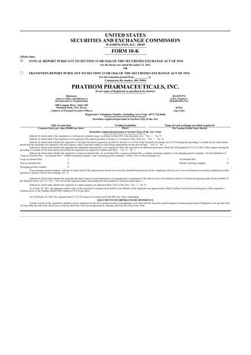 Thumbnail Phathom Pharmaceuticals
 10-K Annual Report 2021