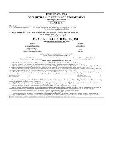 Thumbnail OraSure Technologies 10-K Annual Report 2021