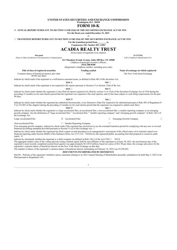 Thumbnail Acadia Realty Trust
 10-K Annual Report 2021