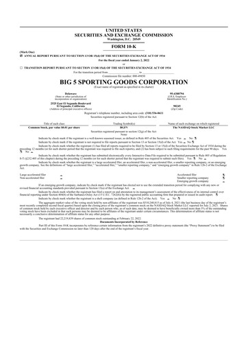 Thumbnail Big 5 Sporting Goods 10-K Annual Report 2021