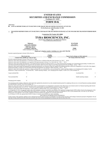 Thumbnail Tyra Biosciences 10-K Annual Report 2021