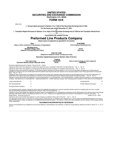 Vorschaubild Preformed Line Products 10-K Jahresbericht 2021