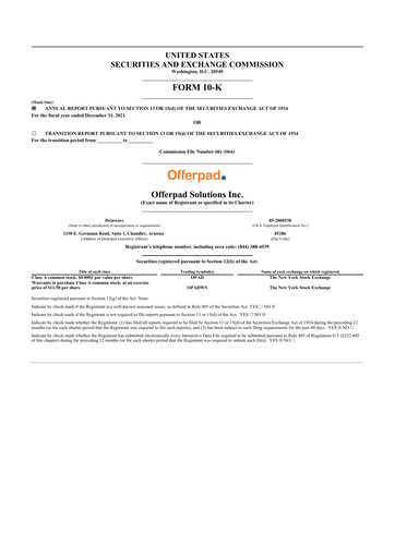 Miniature Offerpad 10-K Rapport annuel 2021