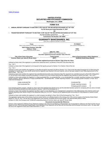 Thumbnail Guaranty Bancshares 10-K Annual Report 2021