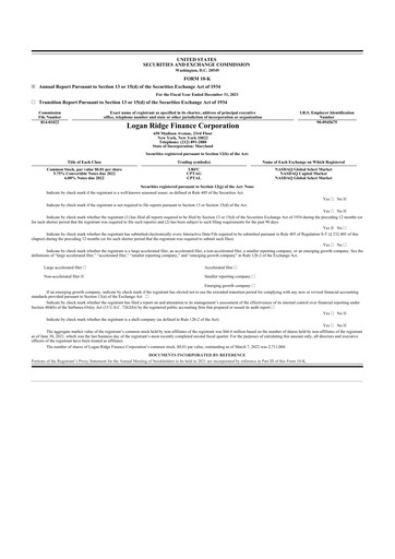 Thumbnail Logan Ridge Finance 10-K Annual Report 