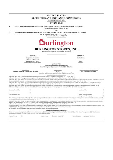 Thumbnail Burlington Stores 10-K Annual Report 2021