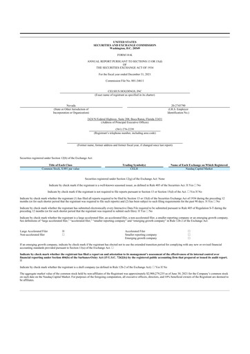 Thumbnail Celsius Holdings
 10-K Annual Report 2021