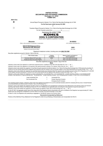 Thumbnail Kohl's
 10-K Annual Report 2021