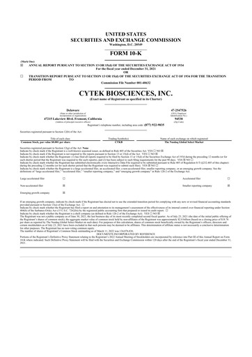 Vorschaubild Cytek Biosciences 10-K Jahresbericht 2021