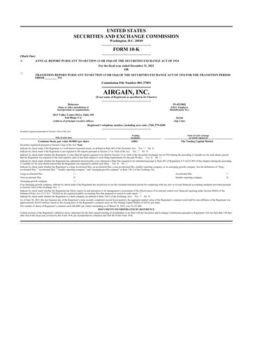 Thumbnail Airgain 10-K Annual Report 2021