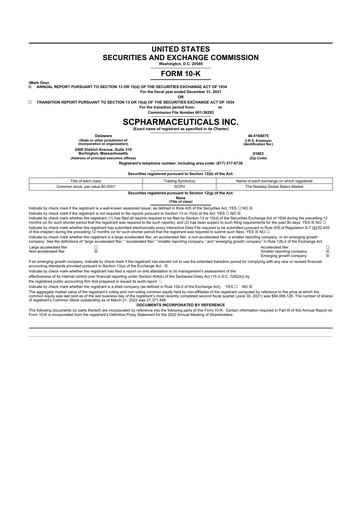 Thumbnail scPharmaceuticals 10-K Annual Report 2021