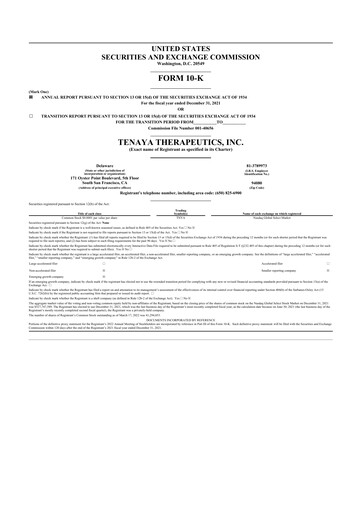 Miniature Tenaya Therapeutics 10-K Rapport annuel 2021