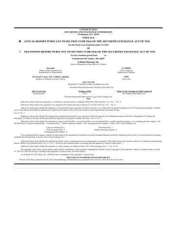 Thumbnail Cullman Bancorp 10-K Annual Report 2021