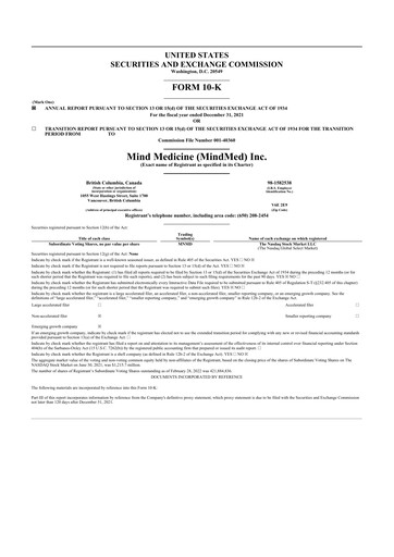 Thumbnail Mind Medicine (MindMed) 10-K Annual Report 2021