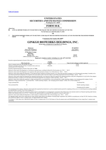 Thumbnail Ginkgo Bioworks
 10-K Annual Report 2021