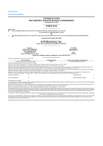 Thumbnail IGM Biosciences 10-K Annual Report 2021