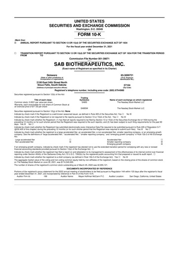 Thumbnail SAB Biotherapeutics 10-K Annual Report 2021
