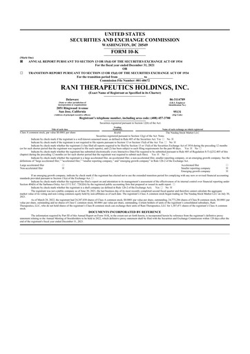 Thumbnail Rani Therapeutics 10-K Annual Report 2021