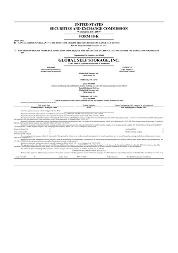 Thumbnail Global Self Storage 10-K Annual Report 2021