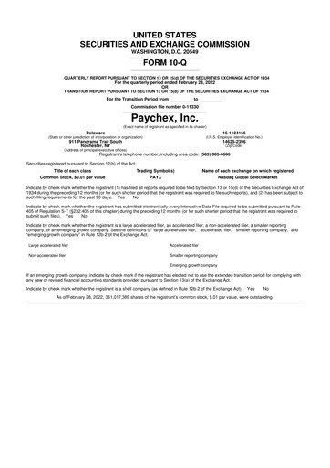 Thumbnail Paychex 10-Q Quarterly Report FY2022 