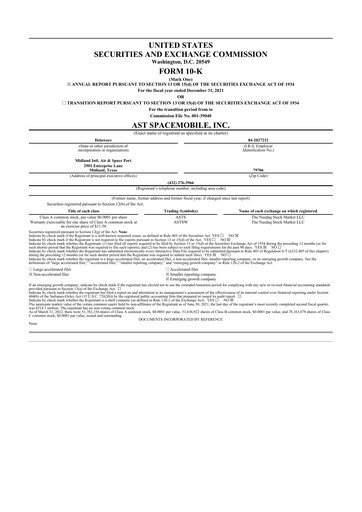 Thumbnail AST SpaceMobile 10-K Annual Report 2021