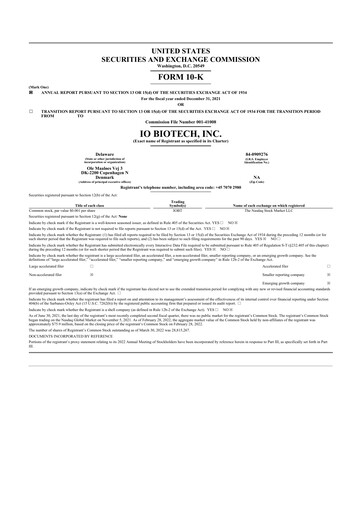 Thumbnail IO Biotech 10-K Annual Report 2021