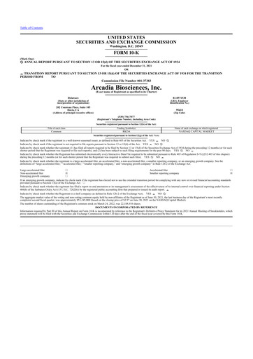 Thumbnail Arcadia Biosciences 10-K Annual Report 2021
