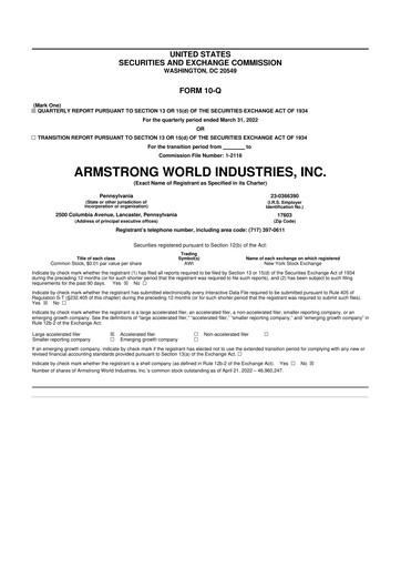Thumbnail Armstrong World Industries
 10-Q Quarterly Report FY2022 