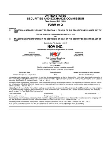 Thumbnail NOV 10-Q Quarterly Report FY2022 