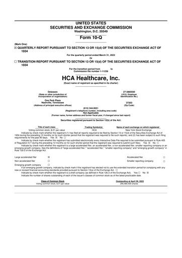 Thumbnail HCA Healthcare 10-Q Quarterly Report FY2022 