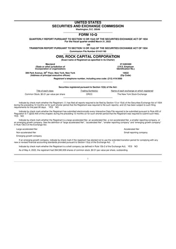 Thumbnail Blue Owl Capital Corporation 10-Q Quarterly Report FY 