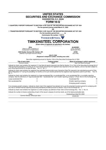 Miniature Metallus 10-Q Rapport trimestriel 2022 