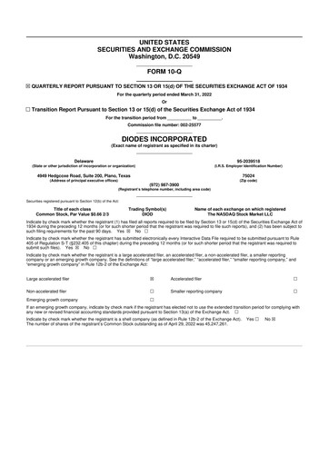 Miniature Diodes Incorporated 10-Q Rapport trimestriel 2022 