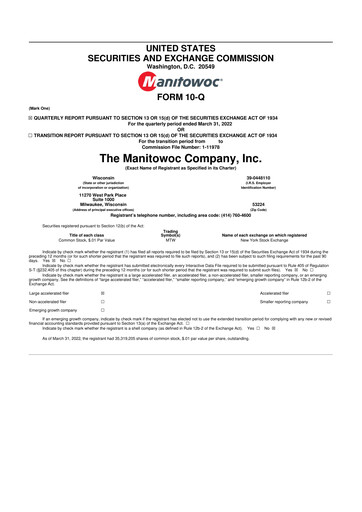 Thumbnail The Manitowoc Company
 10-Q Quarterly Report FY2022 